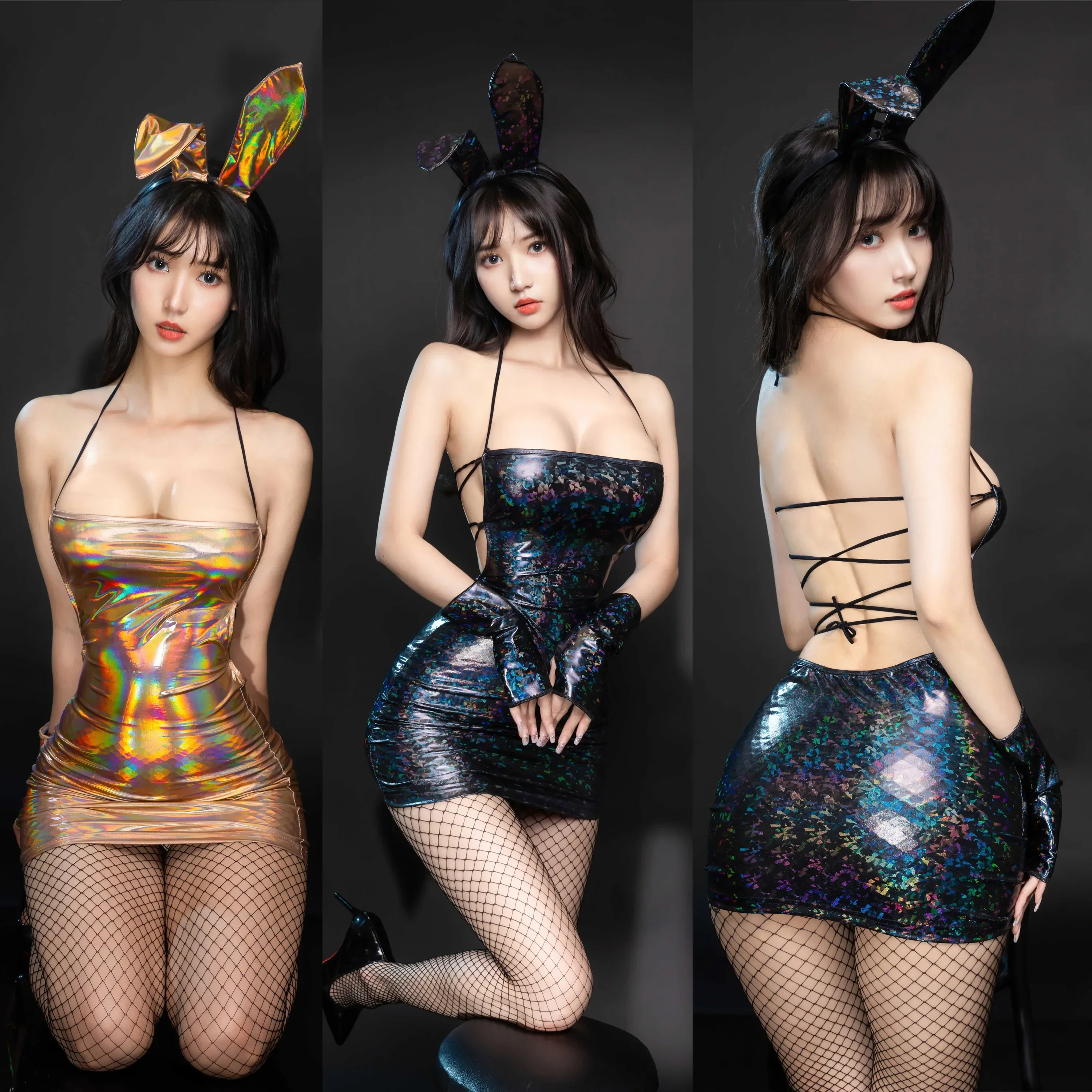 Sexy Patent Leather Clubwear Backless Low Cut Mini Dress for Women Pole Dance Night Club Party Skirt Bodycon Bunny Girl Costume 
Sexy Patent Leather Clubwear Backless Low Cut Mini Dress for Women Pole Dance Night Club Party Skirt Bodycon Bunny Girl Costume
