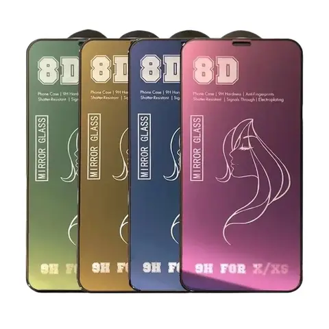 Protector de pantalla de espejo 8D para iPhone 16 12 13 14 15 Pro Max Pro Plus Mini XR X XS Max vidrio templado para iPhone 8 7 Plus