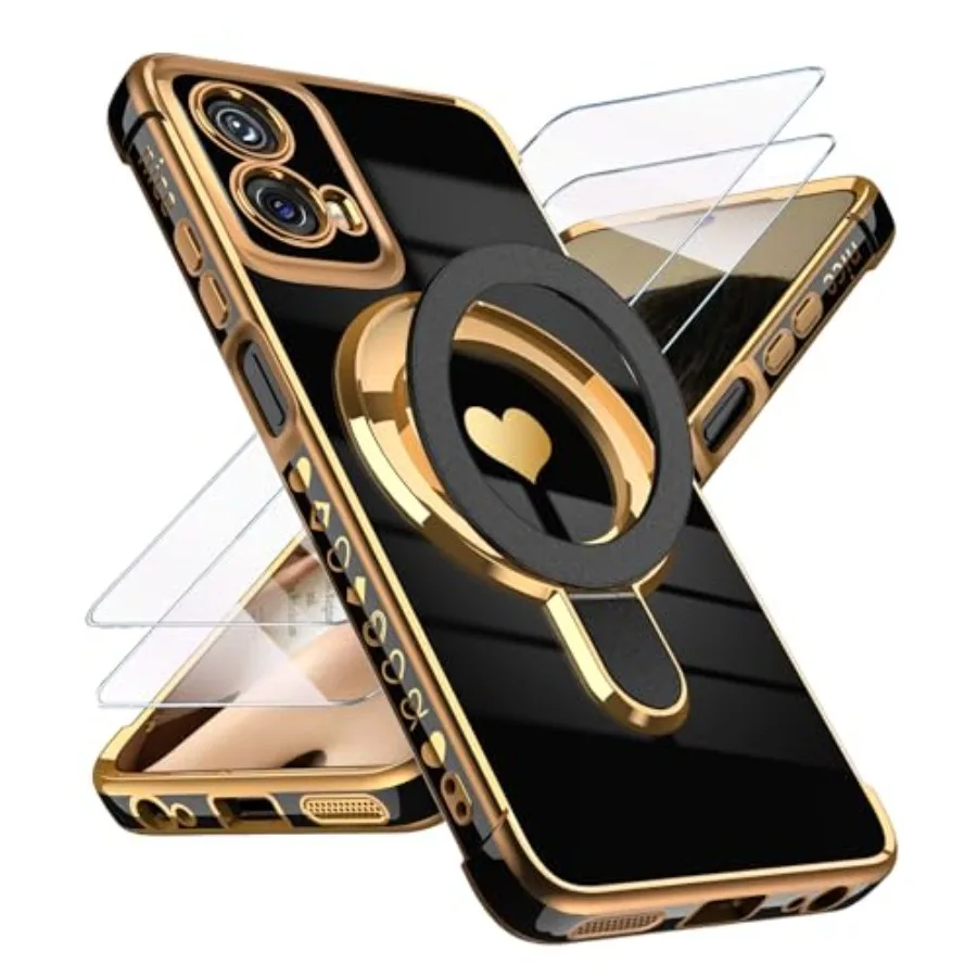 for Motorola Moto G 5G 2024 Phone Case with Screen Protector, Cute Love Heart Pattern, Ring Metal Kickstand, Plated Gold Edge S
for Motorola Moto G 5G 2024 Phone Case with Screen Protector, Cute Love Heart Pattern, Ring Metal Kickstand, Plated Gold Edge S
