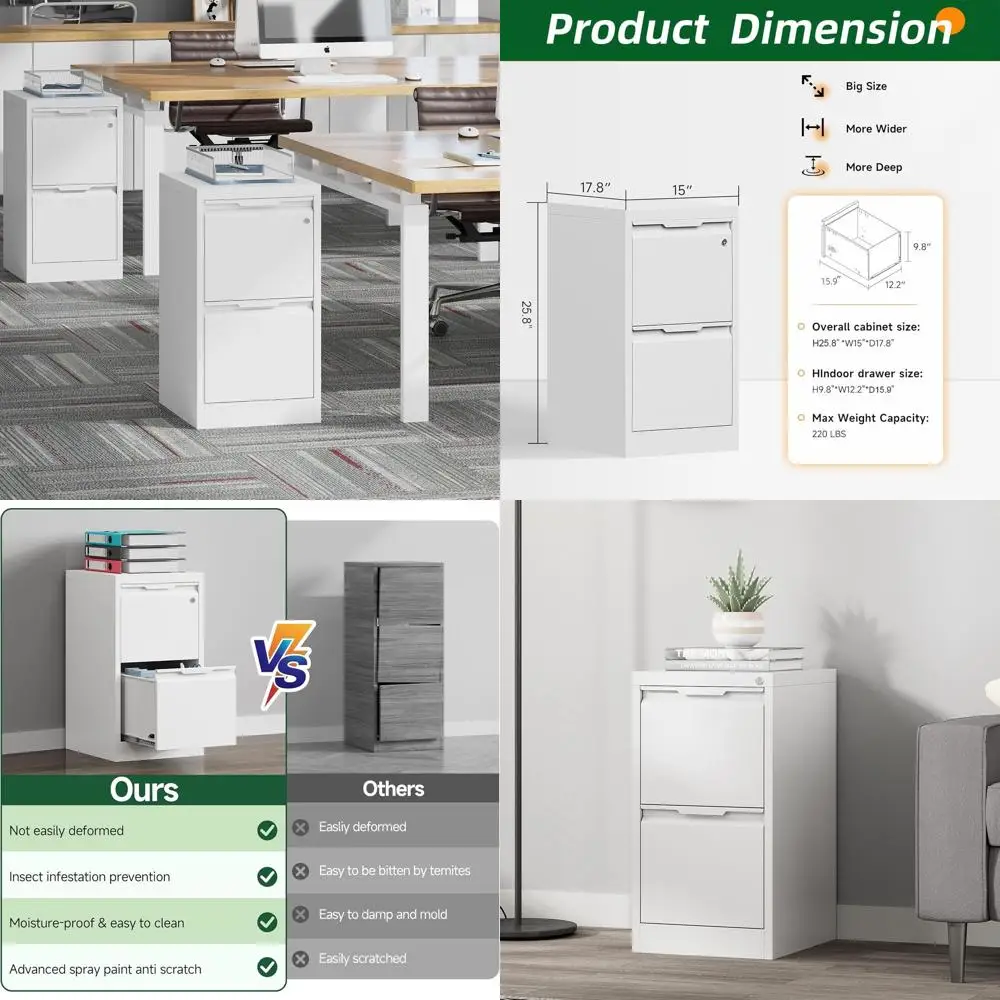 White 2-Drawer Locking Vertical File Cabinet for Home Office, Suitable for Letter, Legal, A4, and F4 Sizes, Assembly Required
White 2-Drawer Locking Vertical File Cabinet for Home Office, Suitable for Letter, Legal, A4, and F4 Sizes, Assembly Required