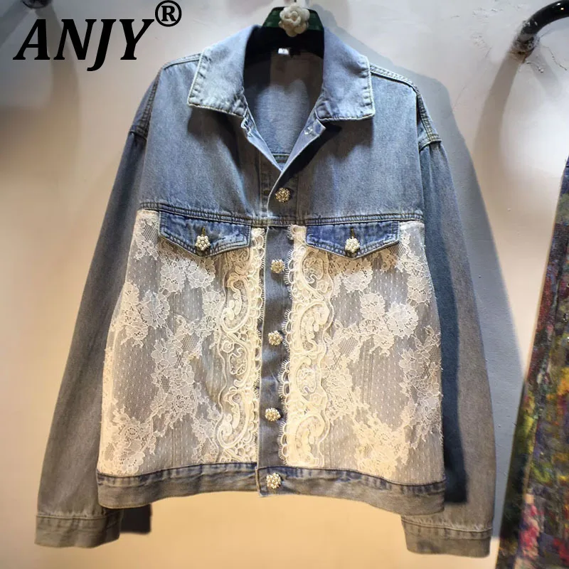 ANJY Autumn New Women Jacket Denim Patchwork Embroidered Lace Turn-Down Collar Single Breasted Elegant Fashion Casual Coat A9599
ANJY Autumn New Women Jacket Denim Patchwork Embroidered Lace Turn-Down Collar Single Breasted Elegant Fashion Casual Coat A9599