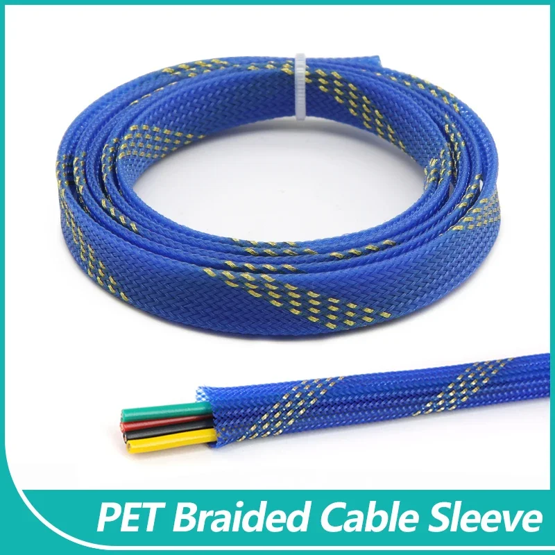 Blue Gold PET Braided Cable Sleeve 2/4/6/8/10/12/14/16/20mm Expandable High Density Insulated Cables Protection Wire Wrap Sheath
Blue Gold PET Braided Cable Sleeve 2/4/6/8/10/12/14/16/20mm Expandable High Density Insulated Cables Protection Wire Wrap Sheath