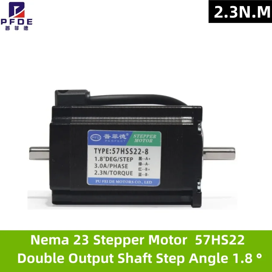 Nema 23 Stepper Motor Torque 2.3N.M Shaft Diameter 8mm Double Output Shaft Step Angle 1.8 ° Durable Motor WITH DRIE DM542/DM542
Nema 23 Stepper Motor Torque 2.3N.M Shaft Diameter 8mm Double Output Shaft Step Angle 1.8 ° Durable Motor WITH DRIE DM542/DM542