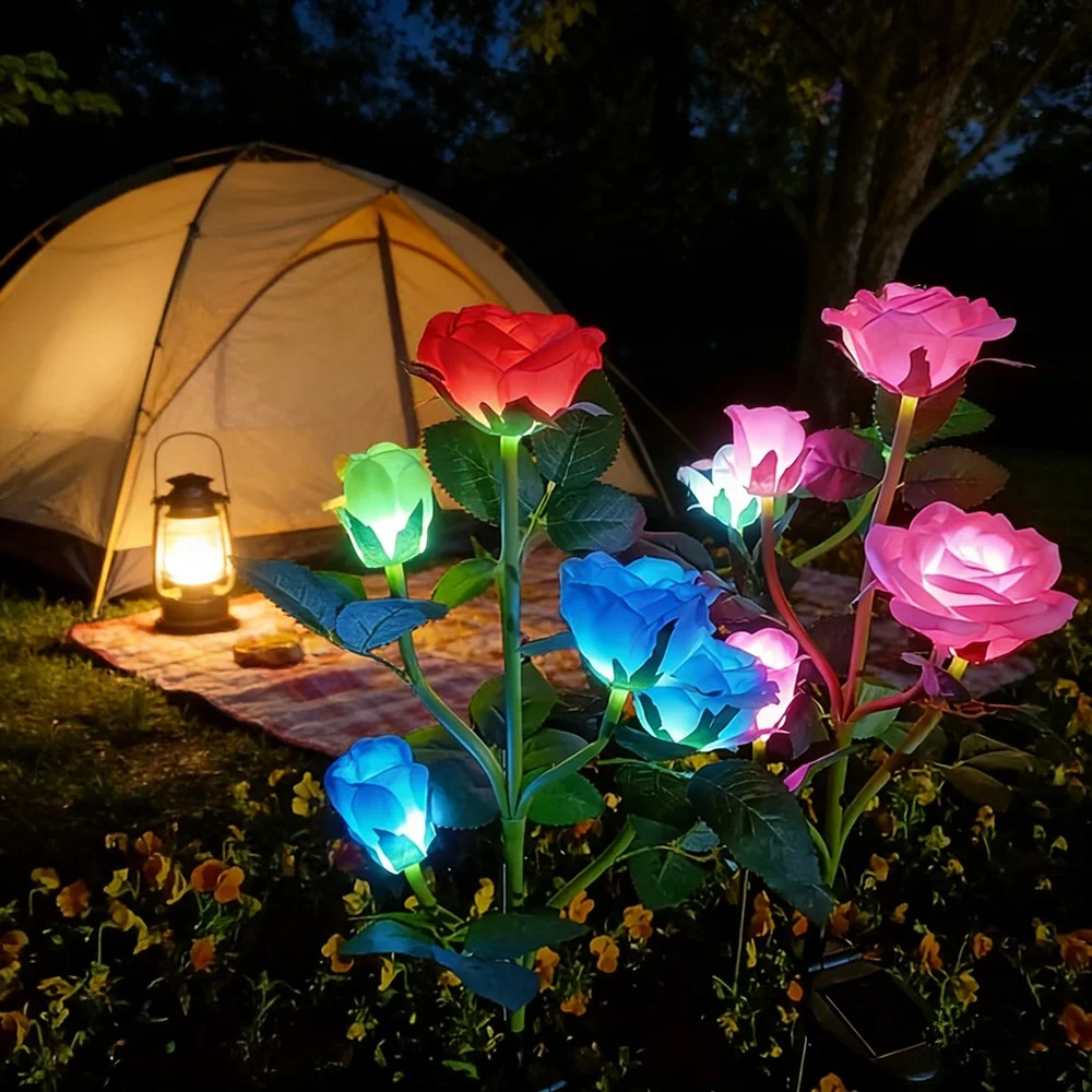Summer Garden Lights LED Outdoor Solar 5-heads Rose Flower Wedding Christmas Decoration Lawn Lamp for Party Yard Holiday Light
Summer Garden Lights LED Outdoor Solar 5-heads Rose Flower Wedding Christmas Decoration Lawn Lamp for Party Yard Holiday Light