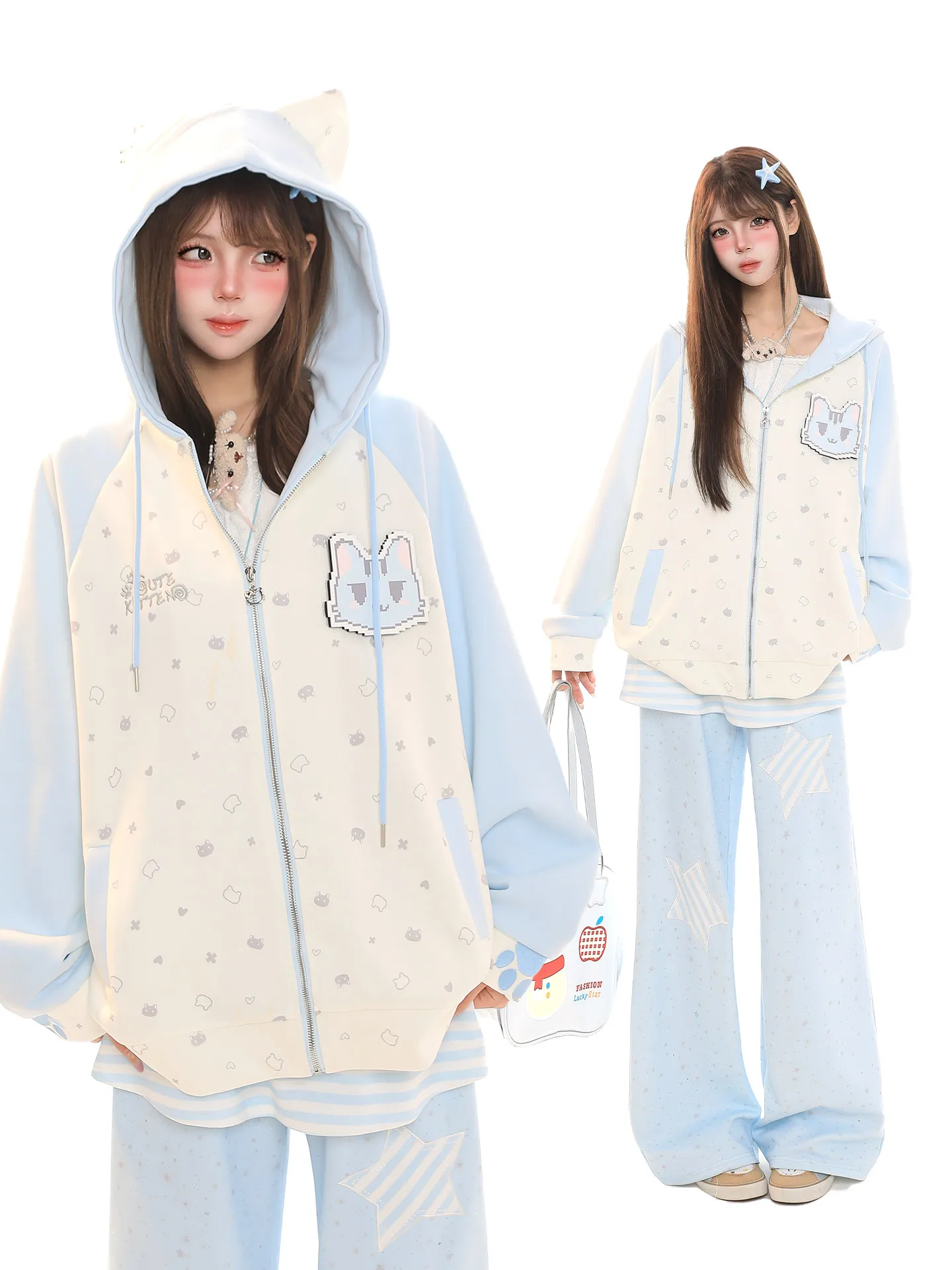 Милый кардиган с капюшоном и принтом, женская весенняя толстовка на молнии, свободная, универсальная, с эффектом омоложения, для девушек
Милый кардиган с капюшоном и принтом, женская весенняя толстовка на молнии, свободная, универсальная, с эффектом омоложения, для девушек