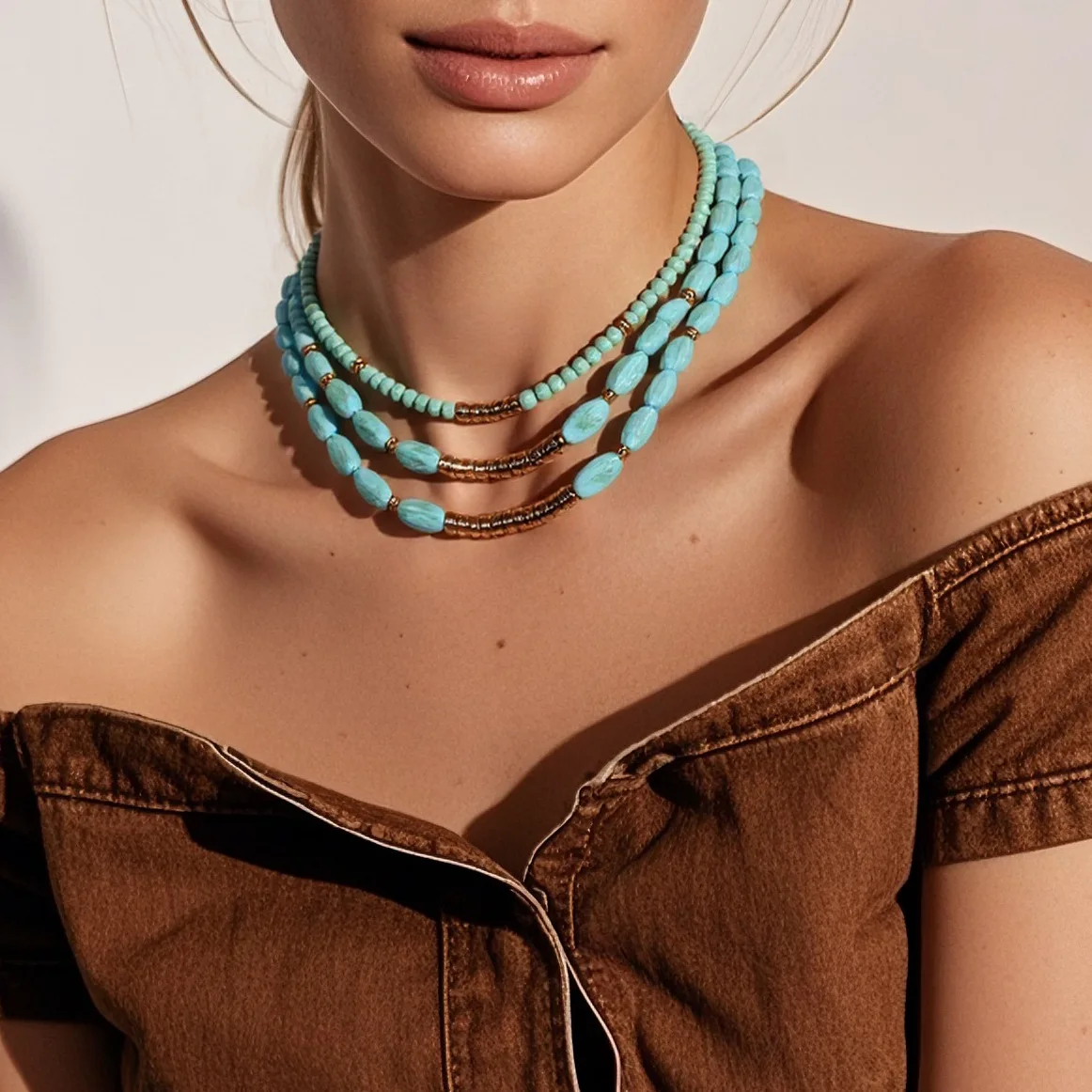 DIY accessories European and American cross-border jewelry, bohemian turquoise multi-layer personalized fashion necklace women 2
DIY accessories European and American cross-border jewelry, bohemian turquoise multi-layer personalized fashion necklace women 2