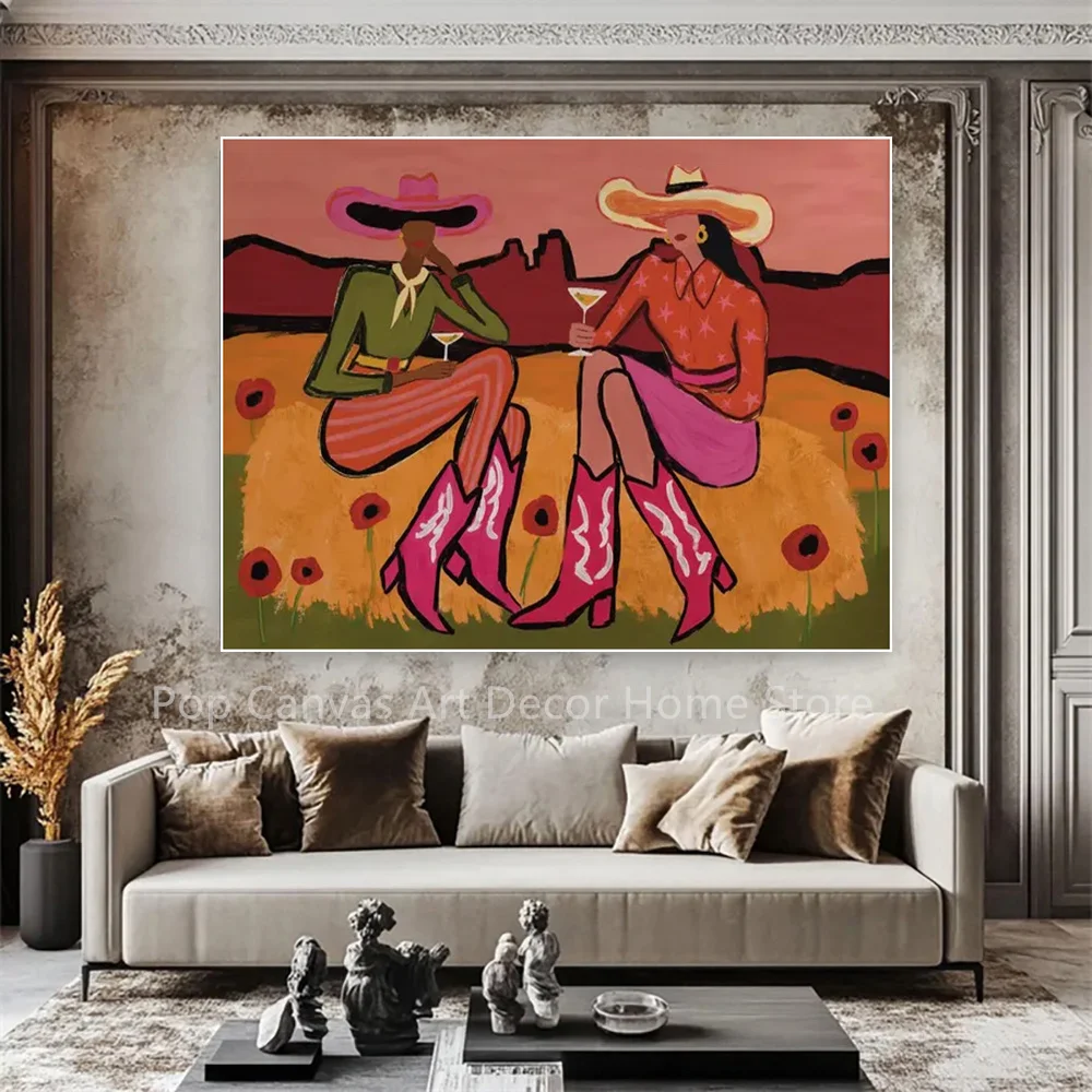 Hand-Painted Abstract Cowgirl Women Oil Painting Western Desert Canvas Wall Art Pink Green Home Decor Living Room
Hand-Painted Abstract Cowgirl Women Oil Painting Western Desert Canvas Wall Art Pink Green Home Decor Living Room