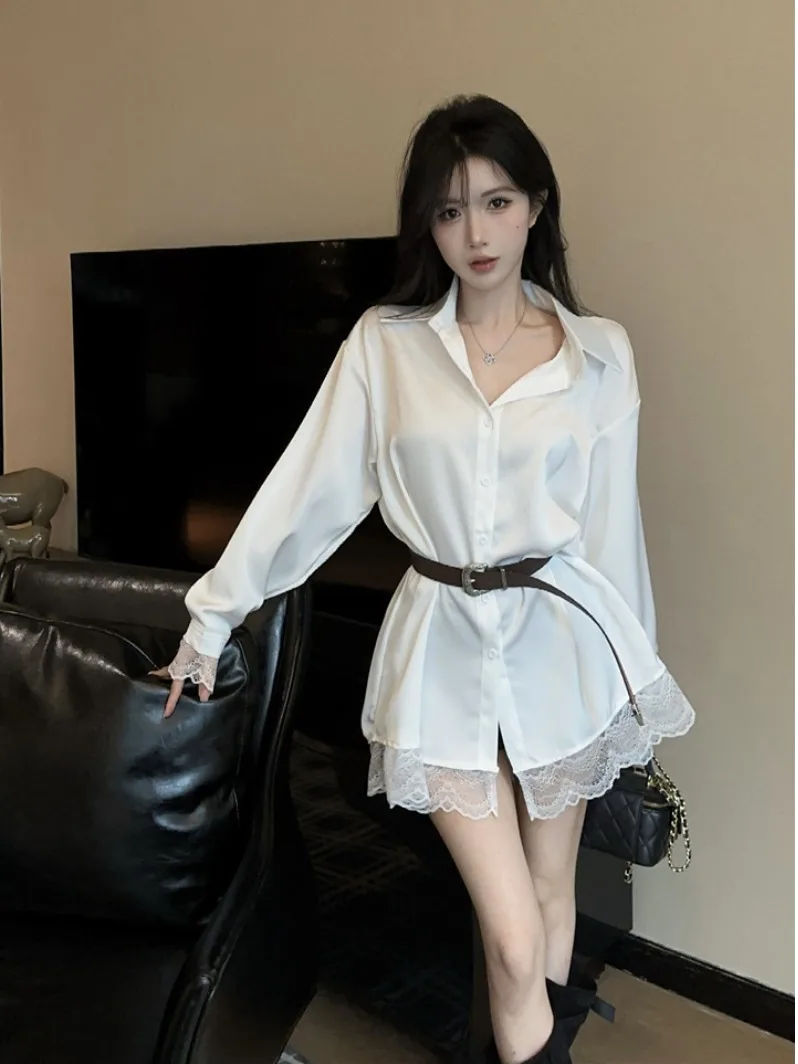 Sweet Collar Lace Trim Short Skirt Shirt Women's Spring Fashionable Ageless Top with Belt French Style Loose Fit Long Sl...
Sweet Collar Lace Trim Short Skirt Shirt Women's Spring Fashionable Ageless Top with Belt French Style Loose Fit Long Sl...