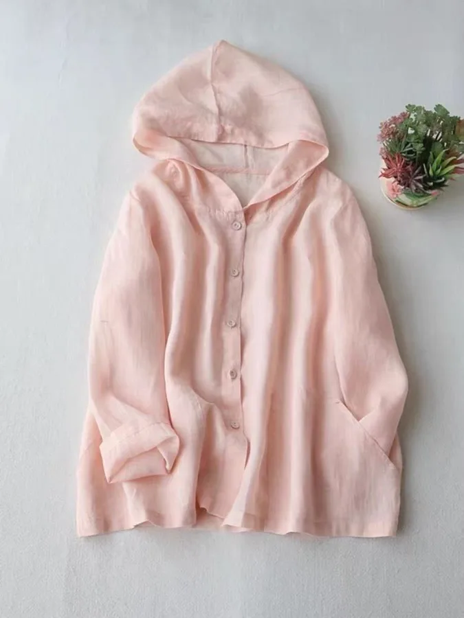 Women's Lightweight Flax Hooded Jacket Loose Summer Sun Protection Shirt Versatile Shirt Nine-Quarter Sleeve Loose Fit
Women's Lightweight Flax Hooded Jacket Loose Summer Sun Protection Shirt Versatile Shirt Nine-Quarter Sleeve Loose Fit