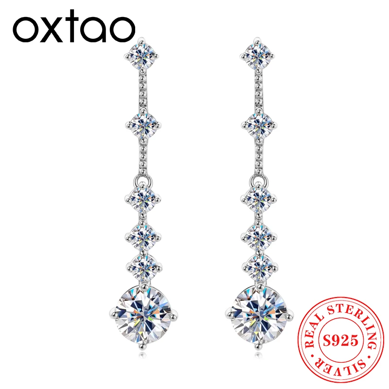 OXTAO 3 карата Муассанит серьги-капли для пирсинга стерлингового серебра 925 пробы длинная цепочка серьги с кисточками для женщин свадебные украшения подарки GRA
OXTAO 3 карата Муассанит серьги-капли для пирсинга стерлингового серебра 925 пробы длинная цепочка серьги с кисточками для женщин свадебные украшения подарки GRA
