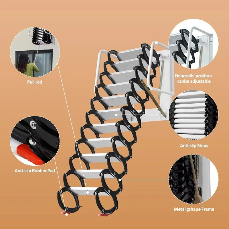 Customized Electric Automatic Attic Ladder Folding Modern Design Aluminum CE Certified Ceiling Hanging Step Stairs
Customized Electric Automatic Attic Ladder Folding Modern Design Aluminum CE Certified Ceiling Hanging Step Stairs