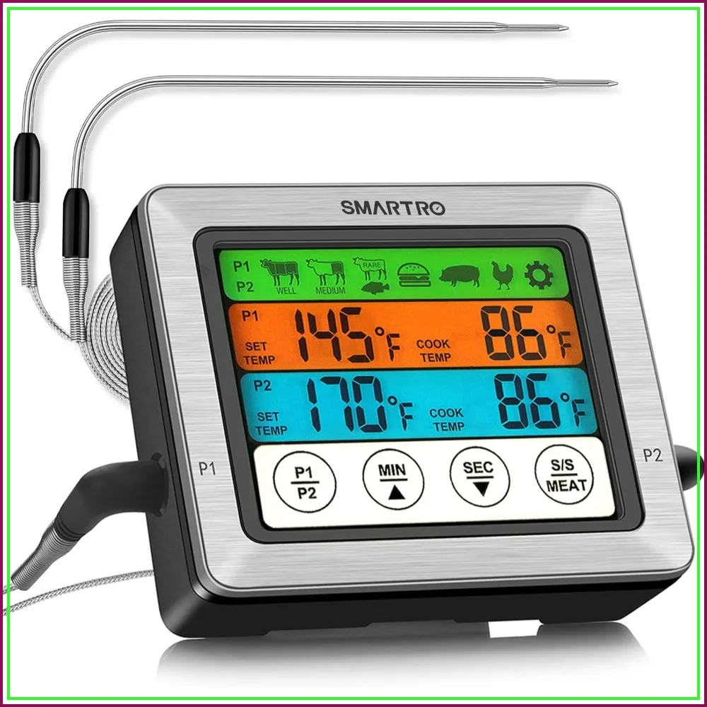 Dual Probe Digital Meat Thermometer for Cooking, Kitchen Oven BBQ Grill with Timer & Commercial-Grade Probes
Dual Probe Digital Meat Thermometer for Cooking, Kitchen Oven BBQ Grill with Timer & Commercial-Grade Probes