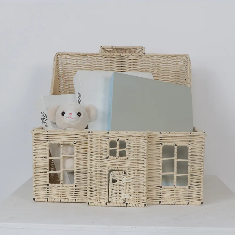 Cartoon castle small house rattan children's toy storage basket children play house decorations photography props
Cartoon castle small house rattan children's toy storage basket children play house decorations photography props