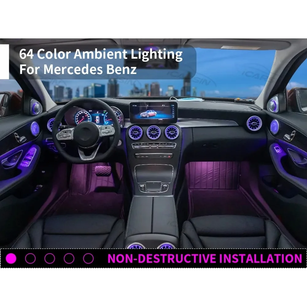 APP Control 64 Colors Ambient Light for Mercedes C Class W205 C43 C63 C260 GLC 2015-2021 Interior Atmosphere Lamp Upgrade Kit
APP Control 64 Colors Ambient Light for Mercedes C Class W205 C43 C63 C260 GLC 2015-2021 Interior Atmosphere Lamp Upgrade Kit