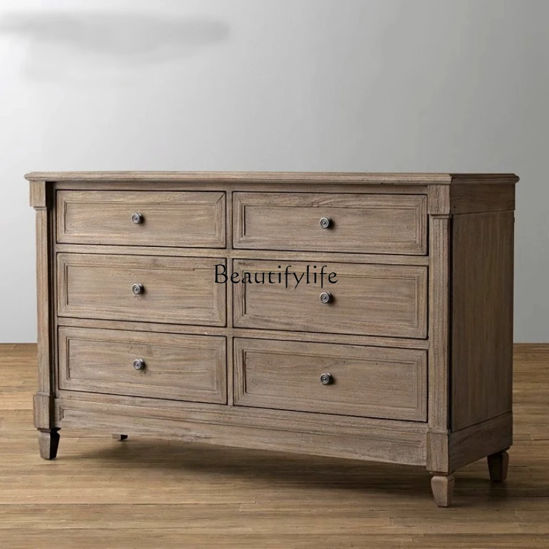 French antique old American country solid wood chest, multi-drawer bedside cabinet
French antique old American country solid wood chest, multi-drawer bedside cabinet