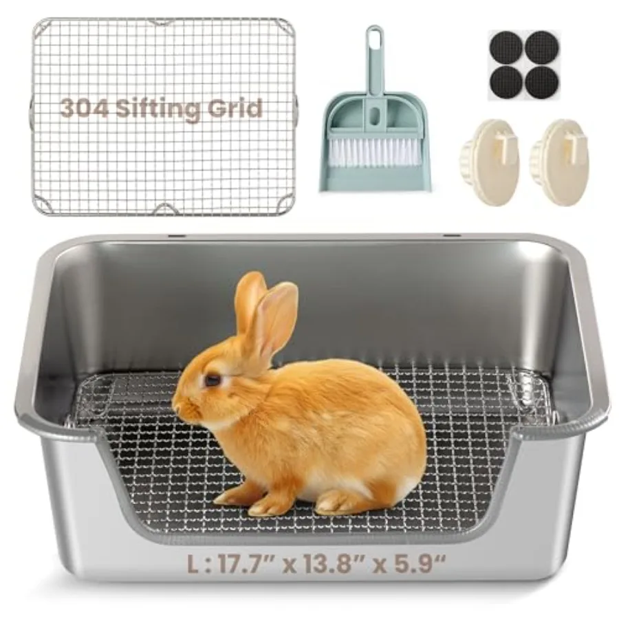 Rabbit Litter Box, Extra Large Bunny Litter Box with 304 Stainless Steel Sifting Tray and Hooks, Rabbit Litter Box, Easy to Cle
Rabbit Litter Box, Extra Large Bunny Litter Box with 304 Stainless Steel Sifting Tray and Hooks, Rabbit Litter Box, Easy to Cle