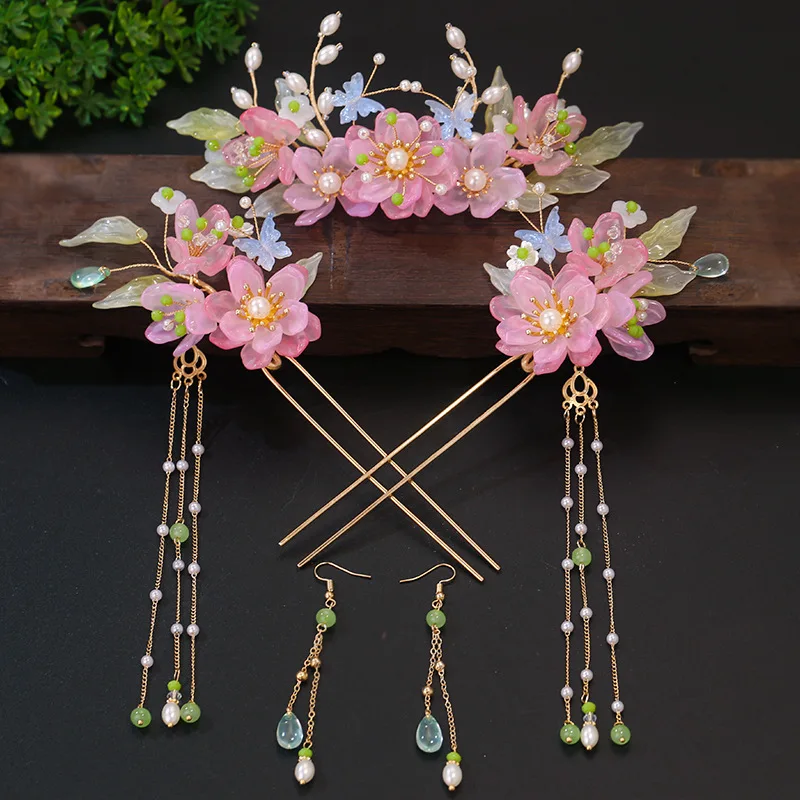 Chinese Hair Stick With Tassels Pink Flower Hairpins For Women Fairy Tiaras Hanfu Hair Accessories For Traditional Headwear Gift
Chinese Hair Stick With Tassels Pink Flower Hairpins For Women Fairy Tiaras Hanfu Hair Accessories For Traditional Headwear Gift