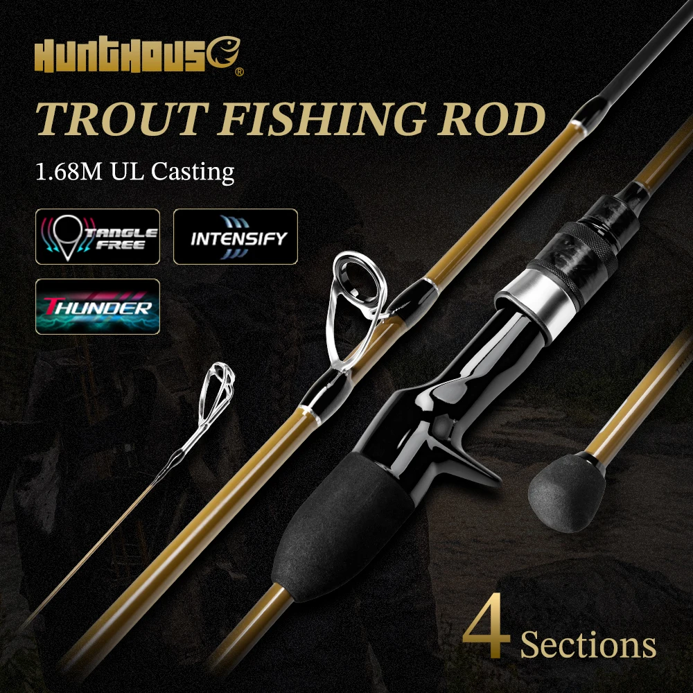 Hunthouse Casting Trave 4Sections 1.68m Trout Fishing Rod Ultra Light Lure WT 1-7g Carbon Fiber UL For Trout Pike Fish Tackle
Hunthouse Casting Trave 4Sections 1.68m Trout Fishing Rod Ultra Light Lure WT 1-7g Carbon Fiber UL For Trout Pike Fish Tackle
