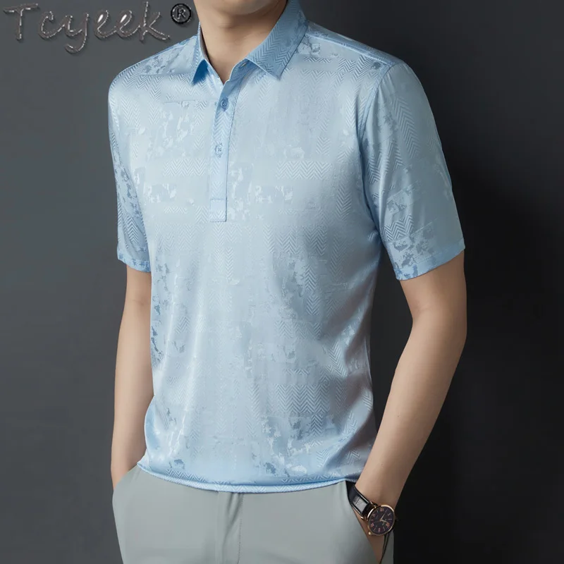 Tcyeek 90% Mulberry Silk T-shirt Men Thin Style Polo T Shirt Mens T-shirts Business Casual Short Sleeve Top Summer Clothes 2024
Tcyeek 90% Mulberry Silk T-shirt Men Thin Style Polo T Shirt Mens T-shirts Business Casual Short Sleeve Top Summer Clothes 2024