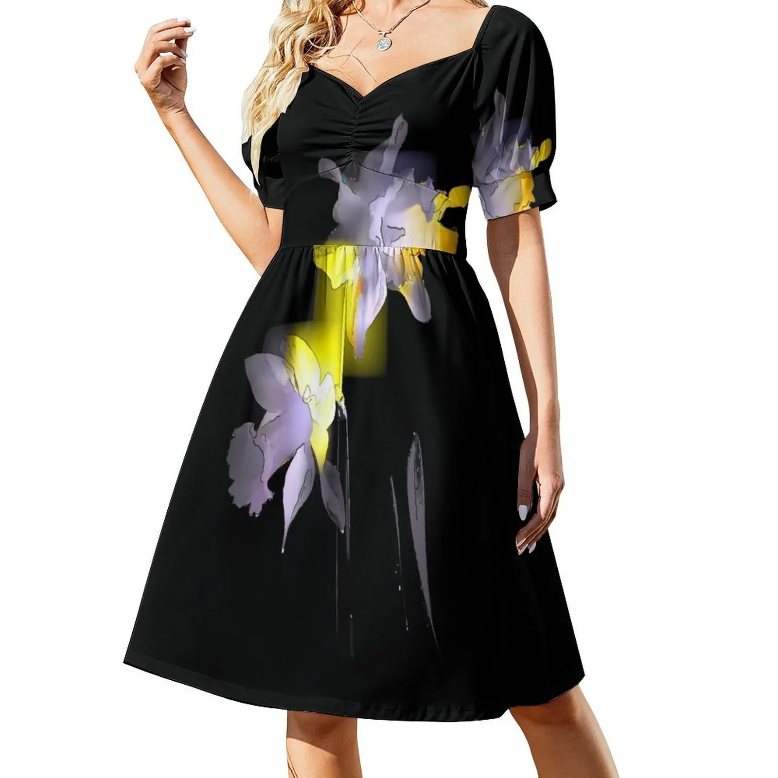 Cubist Daffodils Short-Sleeved Dress Women's evening dress chic and elegant evening dress Women's dresses
Cubist Daffodils Short-Sleeved Dress Women's evening dress chic and elegant evening dress Women's dresses