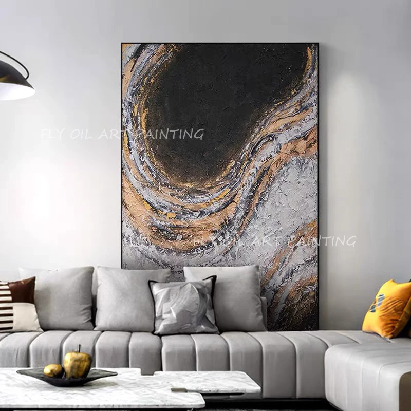 Black Brown Abstract Modern Light Luxury Oil Painting Hand Painted Frameless Gold Foil Canvas Artwork For Walls Decor Murals
Black Brown Abstract Modern Light Luxury Oil Painting Hand Painted Frameless Gold Foil Canvas Artwork For Walls Decor Murals