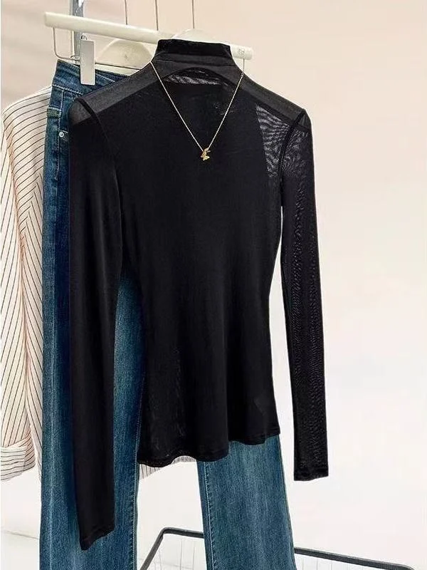 Women's Knitted Sweater Mesh Top Half High Collar Layering Thin Veil Summer New Style School Campus Breathable Skin-fri...
Women's Knitted Sweater Mesh Top Half High Collar Layering Thin Veil Summer New Style School Campus Breathable Skin-fri...