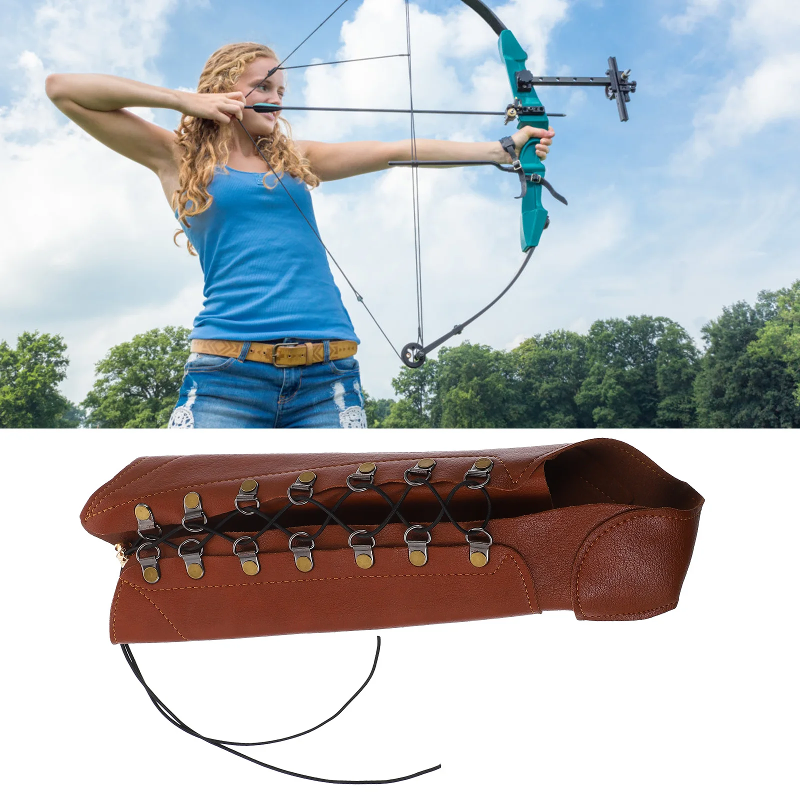 Archery Arm Guard PU Forearm Protector Adjustable Elastic Rope Bow Hand Glove Protective Wrist Guard for Outdoor Archery
Archery Arm Guard PU Forearm Protector Adjustable Elastic Rope Bow Hand Glove Protective Wrist Guard for Outdoor Archery