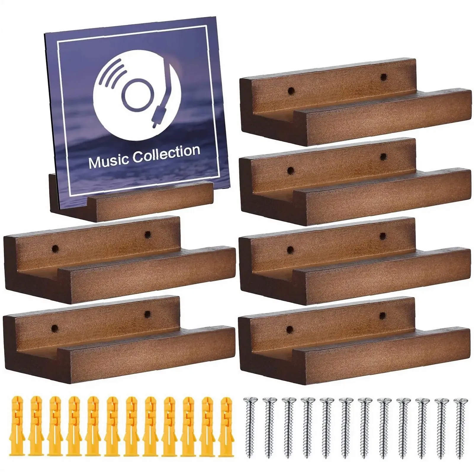 6pcs Wall Mount Wood Vinyl Record Shelf Small Display Holder for Record Albums, Minimalist Storage Rack
6pcs Wall Mount Wood Vinyl Record Shelf Small Display Holder for Record Albums, Minimalist Storage Rack