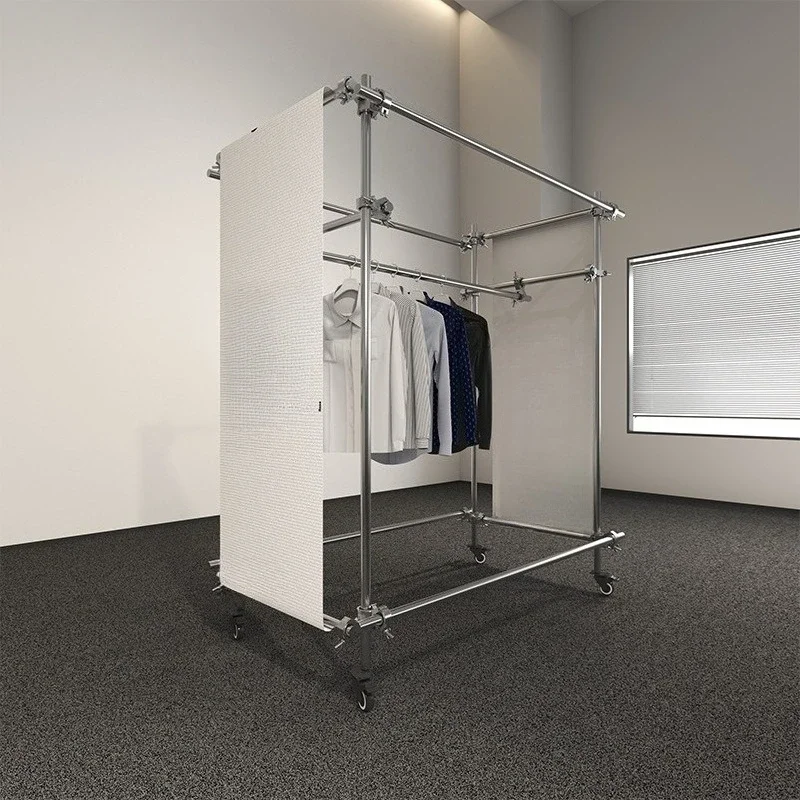 Clothing store display rack stainless steel wheels hanger industrial wind scaffolding buyer store display floor rack women's
Clothing store display rack stainless steel wheels hanger industrial wind scaffolding buyer store display floor rack women's