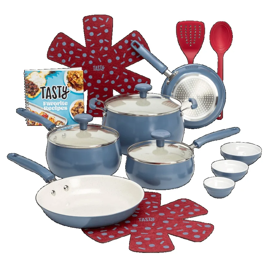Effortless Cooking with 16-Piece Non-Stick Aluminum Cookware Set in Slate Blue Ideal for Everyday Meals and Elegant Entertainin
Effortless Cooking with 16-Piece Non-Stick Aluminum Cookware Set in Slate Blue Ideal for Everyday Meals and Elegant Entertainin