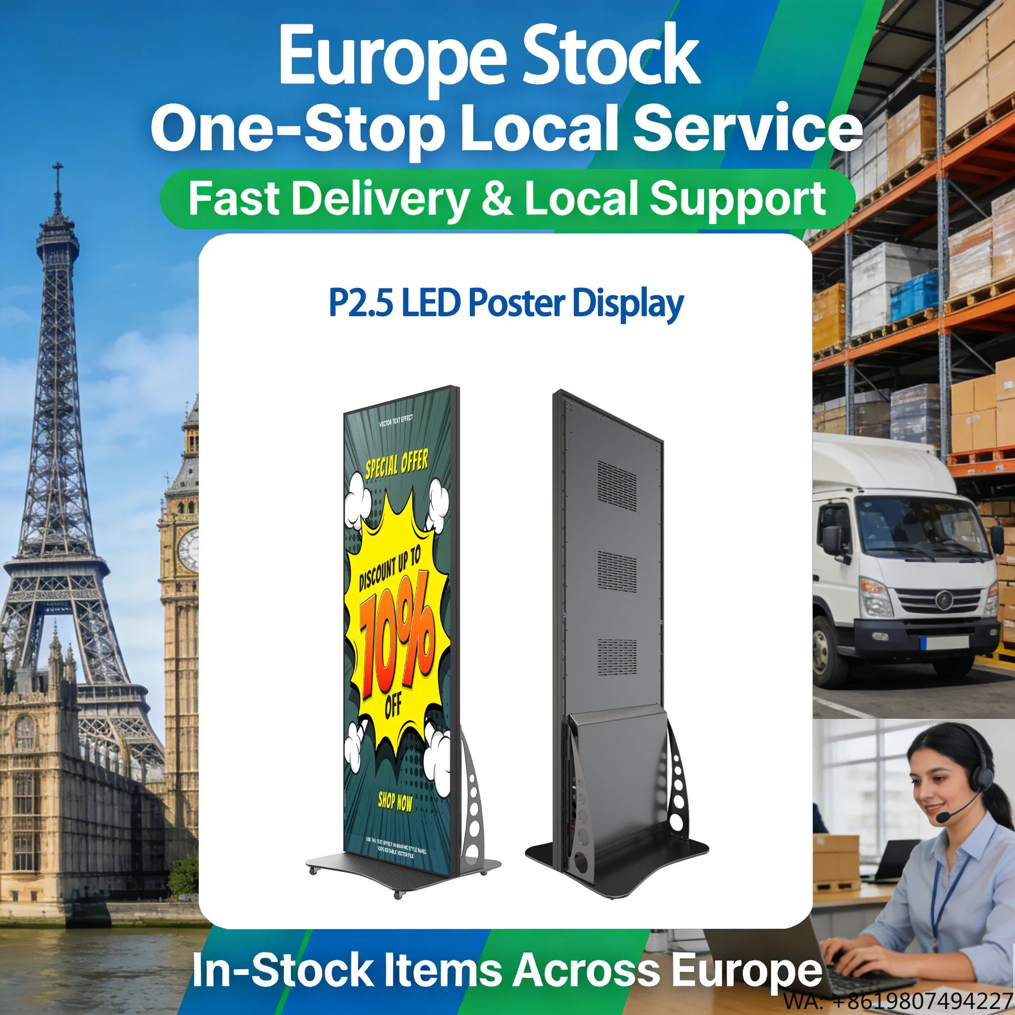 European Spot Led Poster Wall Panel Screen Advertising for P2.5 Indoor 640*1920mm Poster Led Screen
European Spot Led Poster Wall Panel Screen Advertising for P2.5 Indoor 640*1920mm Poster Led Screen