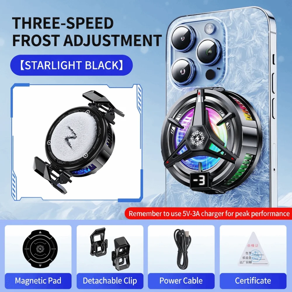 With Back Clip Magnetic Phone Radiator Rechargeable Long Lasting Mobile Phone Cooler Fast Cooling LED Light Cooling Fan
With Back Clip Magnetic Phone Radiator Rechargeable Long Lasting Mobile Phone Cooler Fast Cooling LED Light Cooling Fan