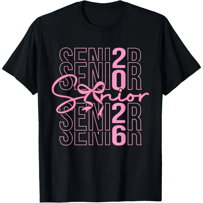 Senior 2026 Graduation T-Shirt, Class of 2026 Aesthetic Tee, Pink Ribbon Bow Print Top, Y2K Style Casual Student Gift 
Senior 2026 Graduation T-Shirt, Class of 2026 Aesthetic Tee, Pink Ribbon Bow Print Top, Y2K Style Casual Student Gift