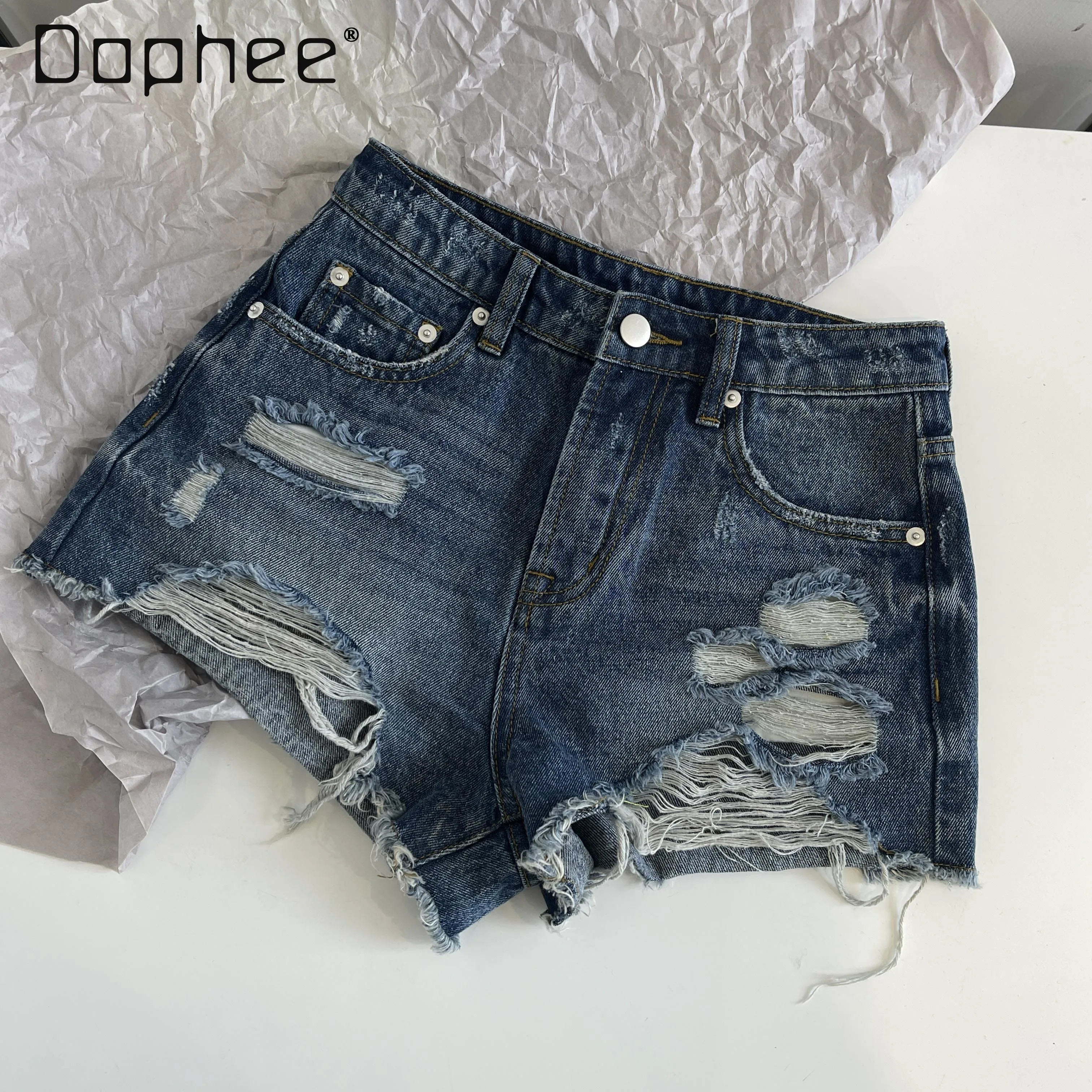 Summer New Trendy Hot Girl Ripped Washed Blue Denim Shorts Versatile Fashion Sexy Shorts Women High Waist Slim Jeans Shorts
Summer New Trendy Hot Girl Ripped Washed Blue Denim Shorts Versatile Fashion Sexy Shorts Women High Waist Slim Jeans Shorts