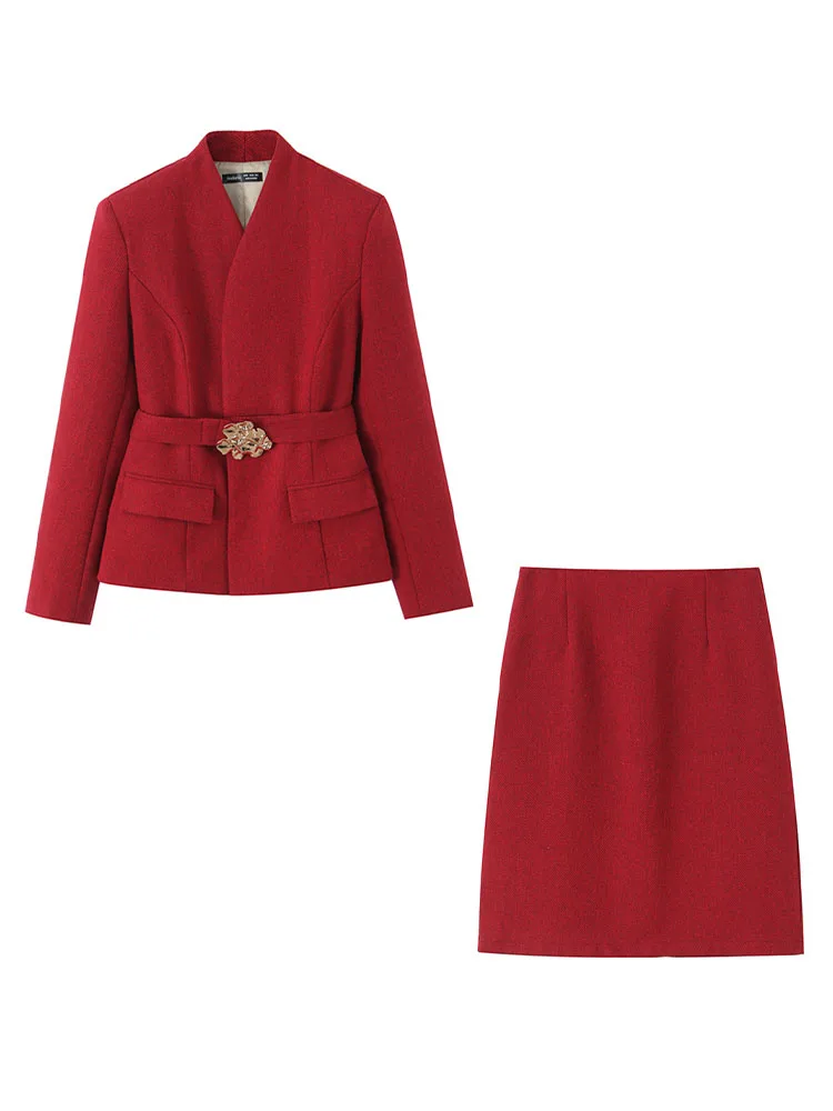 Женский костюм с юбкой: пиджак с длинными рукавами, карманами и декоративным поясом + модная мини-юбка с высокой талией на молнии, элегантная облегающая юбка
Женский костюм с юбкой: пиджак с длинными рукавами, карманами и декоративным поясом + модная мини-юбка с высокой талией на молнии, элегантная облегающая юбка