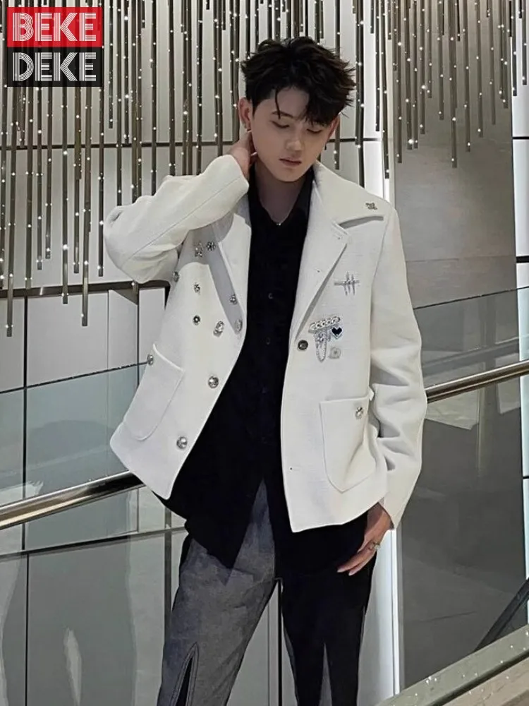 Spring Mens Fashion Short Coat Long Sleeve Loose Fit Design Straight Casual Outerwear Turn-Down Collar Single Breasted Jackets
Spring Mens Fashion Short Coat Long Sleeve Loose Fit Design Straight Casual Outerwear Turn-Down Collar Single Breasted Jackets
