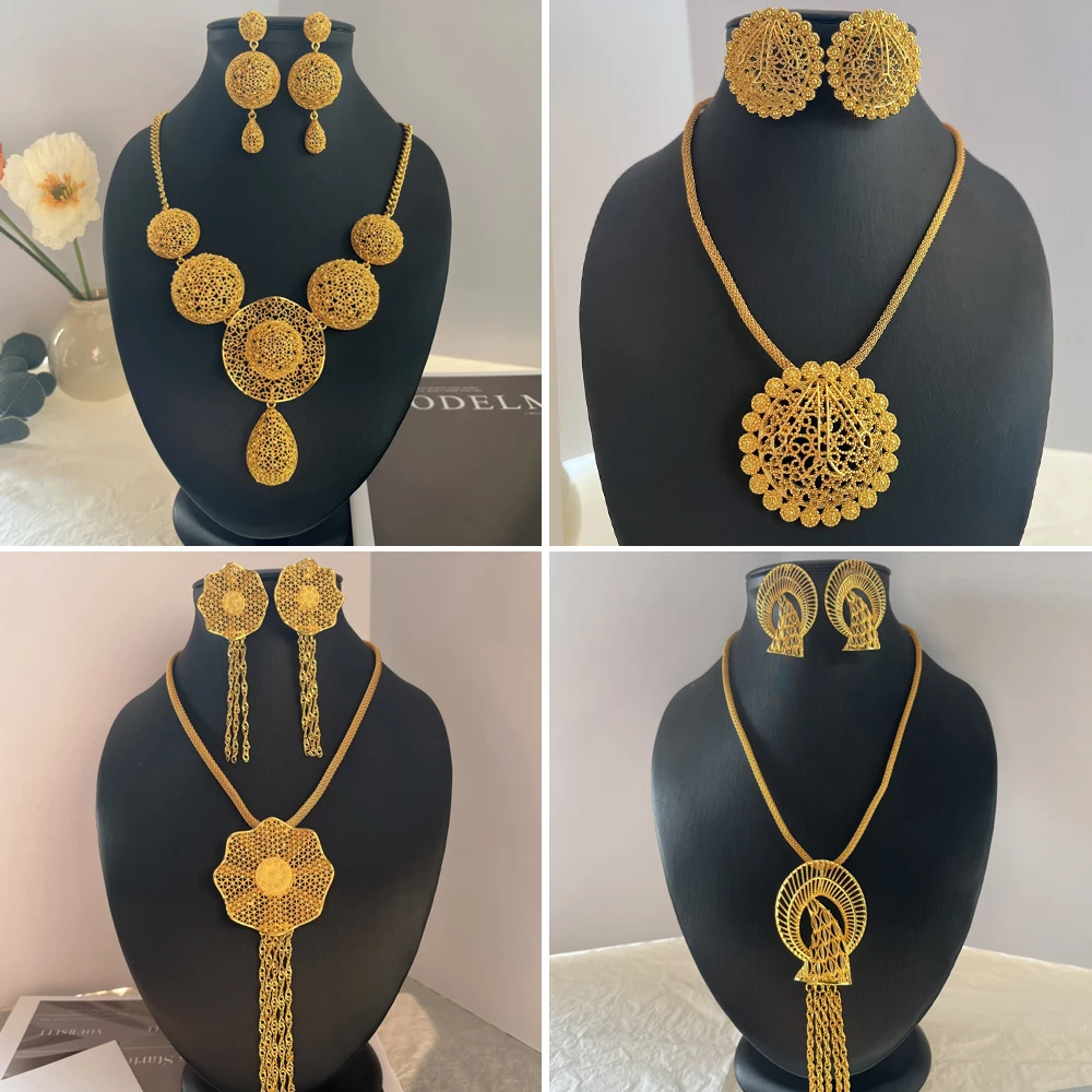 LByzHan Nigerian Jewelery Set Wedding Jewelry For Women Dubai 24K Gold Color Jewlery African Designer Earrings Bridal Necklace 
LByzHan Nigerian Jewelery Set Wedding Jewelry For Women Dubai 24K Gold Color Jewlery African Designer Earrings Bridal Necklace
