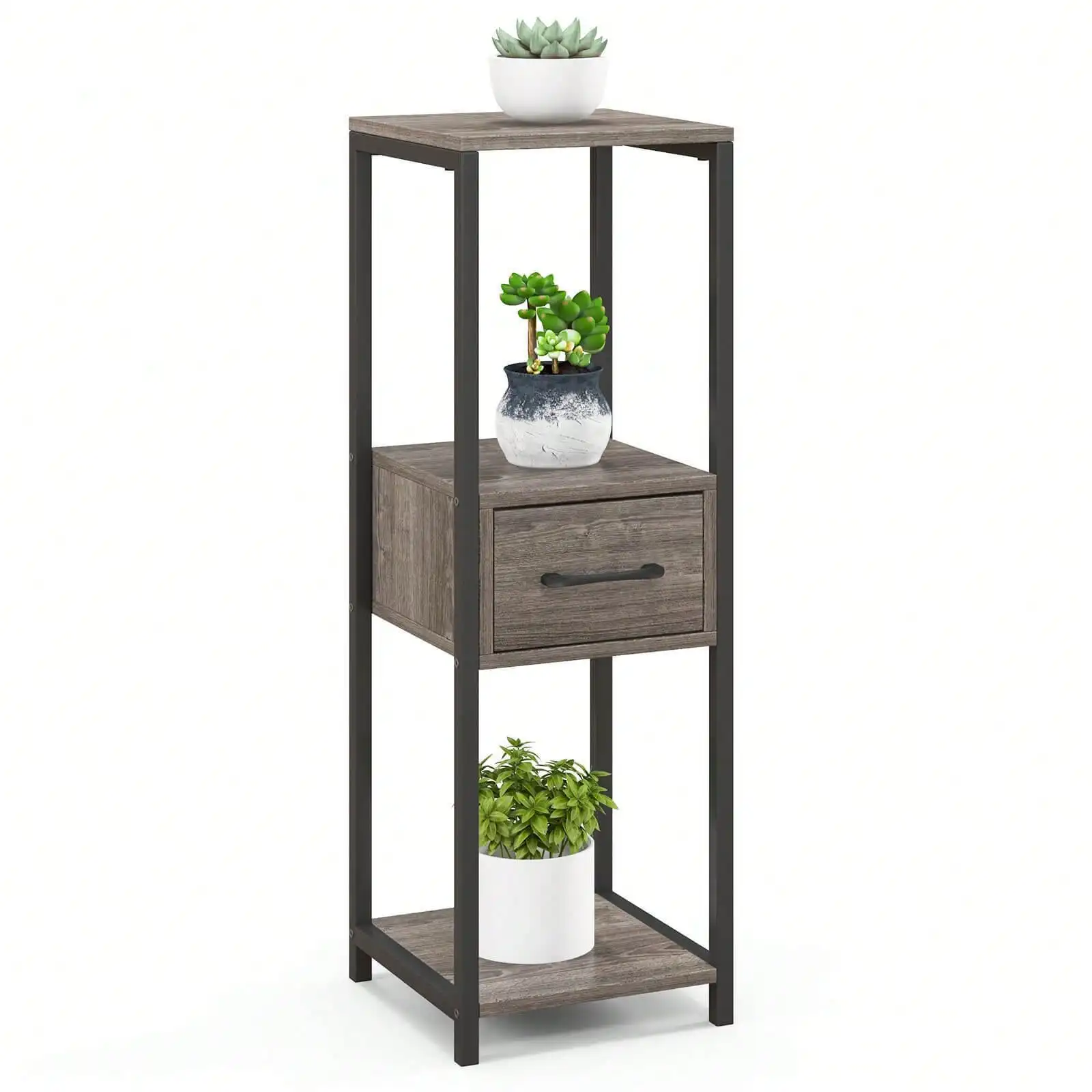 3 Tier Tall Metal Plant St& Indoor Plant Table w/ Drawer Anti-tipping Devices
3 Tier Tall Metal Plant St& Indoor Plant Table w/ Drawer Anti-tipping Devices
