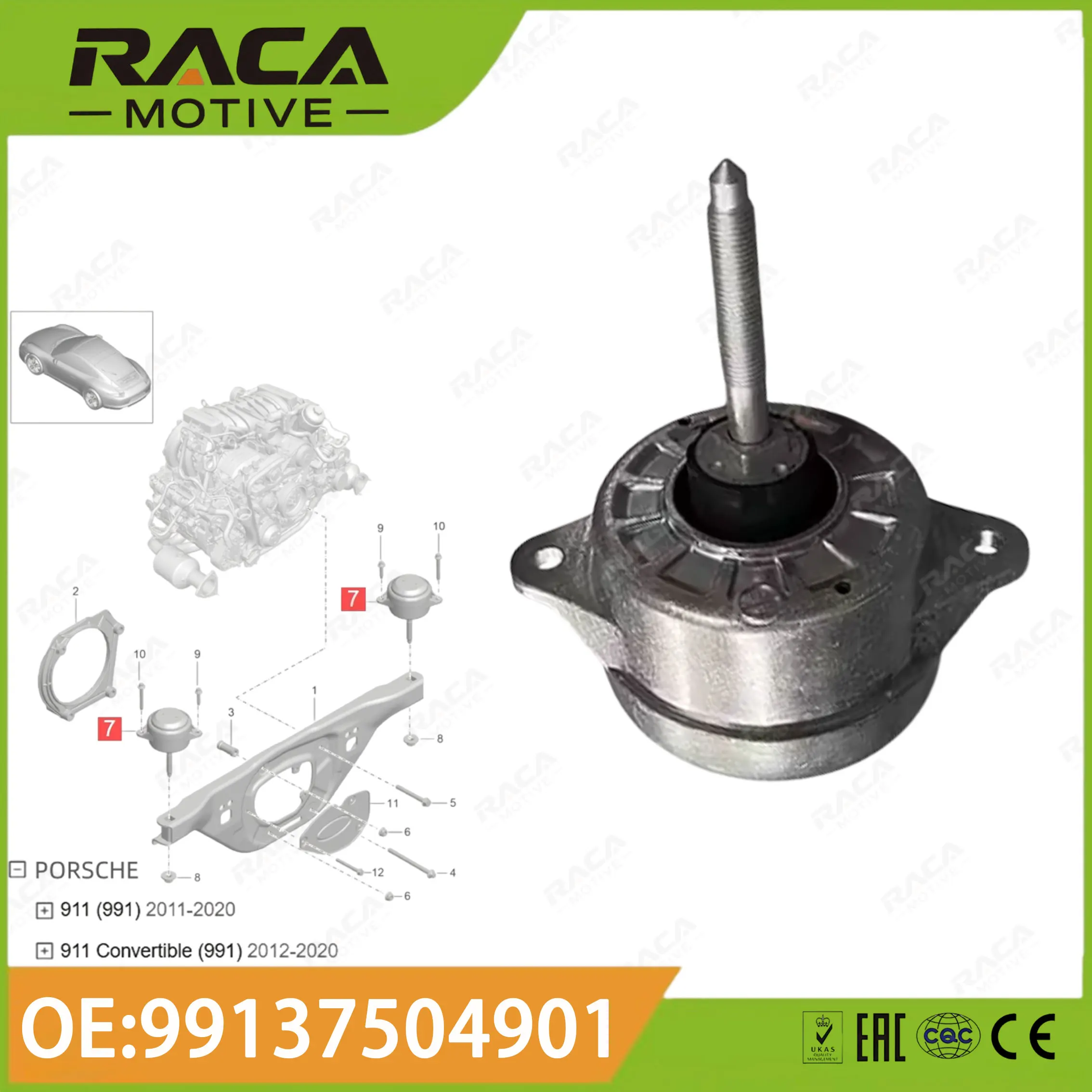 Engine Mount (Universal for Left and Right) Suitable for Porsche 911 (991) 2011-2020 3.4/3.8 Displacement 99137504901 991 375 049 01
Engine Mount (Universal for Left and Right) Suitable for Porsche 911 (991) 2011-2020 3.4/3.8 Displacement 99137504901 991 375 049 01