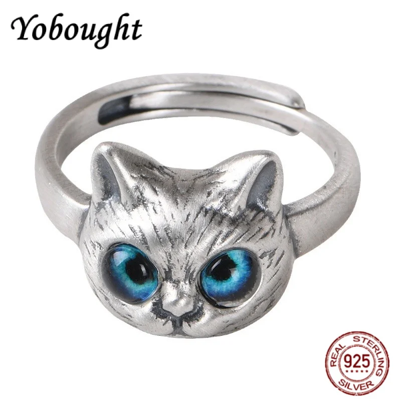 925 Sterling Silver Vintage Cute Russian Blue Eyed Cat Ring Female Personality Small Animal Shaped Jewelry
925 Sterling Silver Vintage Cute Russian Blue Eyed Cat Ring Female Personality Small Animal Shaped Jewelry