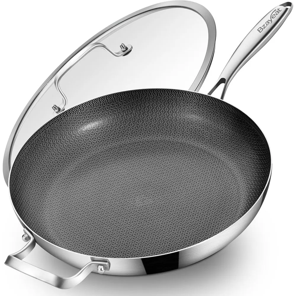 14-Inch Nonstick Hybrid rying Pan with Lid, Ceic Coated Tri-Ply StainlSteel Induction Che's Pan, Large Skillet, POA ree, Oven &
14-Inch Nonstick Hybrid rying Pan with Lid, Ceic Coated Tri-Ply StainlSteel Induction Che's Pan, Large Skillet, POA ree, Oven &