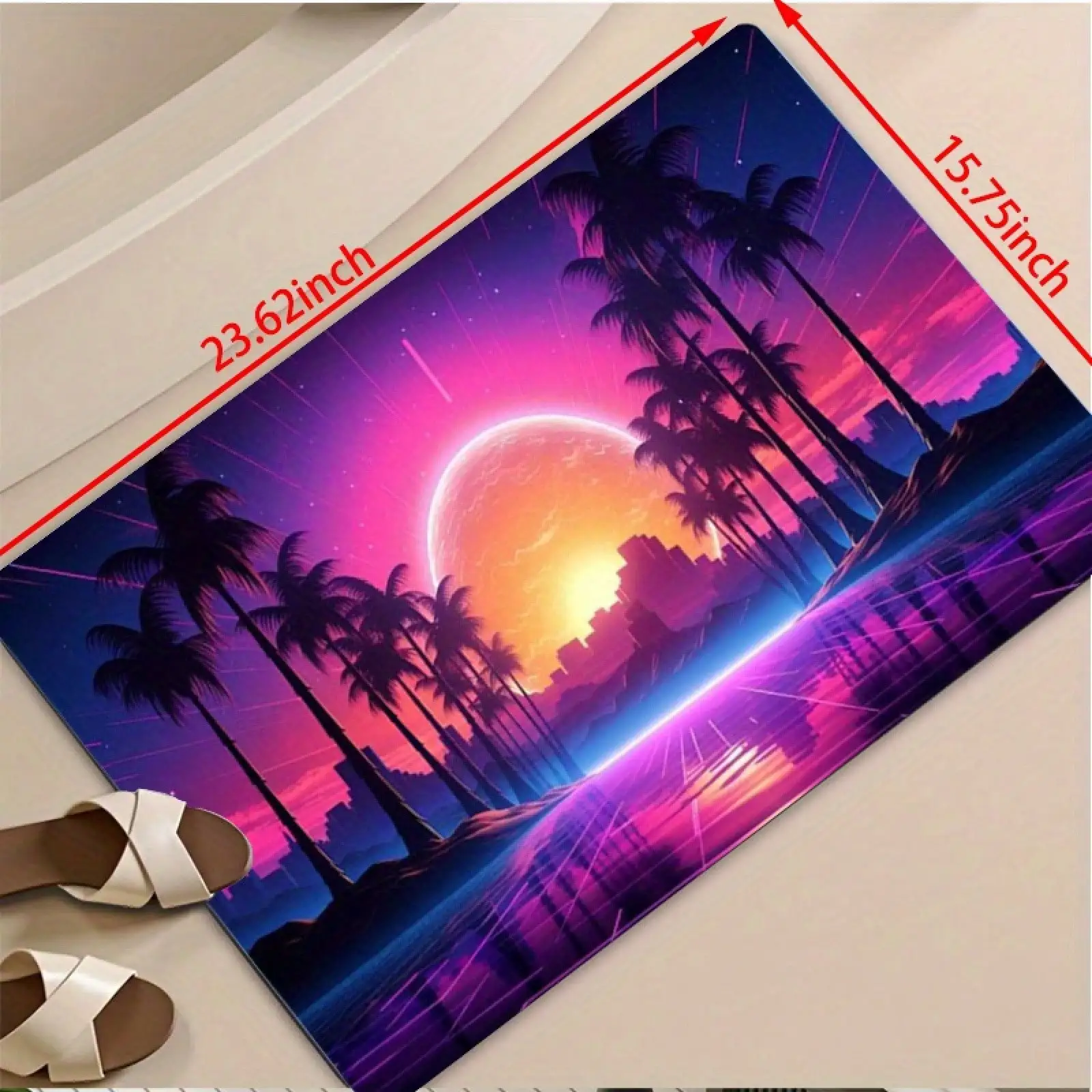 Фланелевый коврик для ванной Synthwave Sunset Palm Tree Neon Glow (1 шт.) - с нескользящей резиновой основой, можно стирать вручную, из мягкого диатомита и латекса
Фланелевый коврик для ванной Synthwave Sunset Palm Tree Neon Glow (1 шт.) - с нескользящей резиновой основой, можно стирать вручную, из мягкого диатомита и латекса