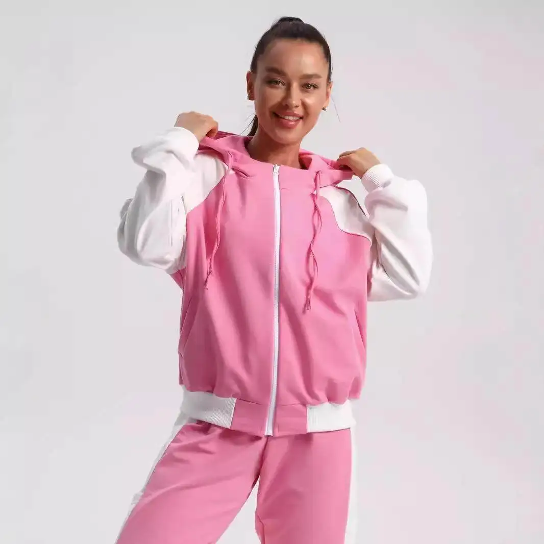 Ladies Casual Color Blo Set Faion Zipper Contrast Color Hoodie Sports Belted Pants Two Piece Set mid Low Waist PVC PU
Ladies Casual Color Blo Set Faion Zipper Contrast Color Hoodie Sports Belted Pants Two Piece Set mid Low Waist PVC PU