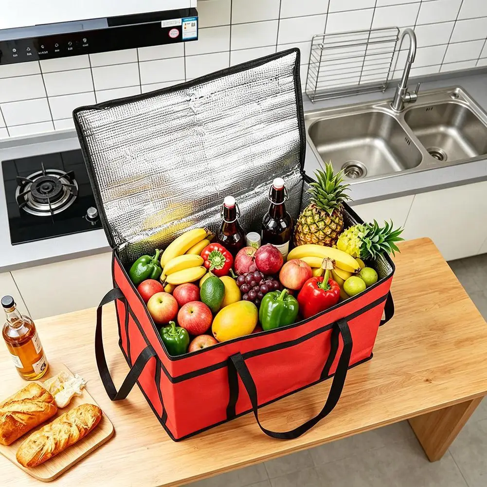 Large Insulated Reusable Grocery Bag Non Woven Fabric Aluminum Foil Lining Keep Food Warm Cold Zipper Closure Foldable
Large Insulated Reusable Grocery Bag Non Woven Fabric Aluminum Foil Lining Keep Food Warm Cold Zipper Closure Foldable