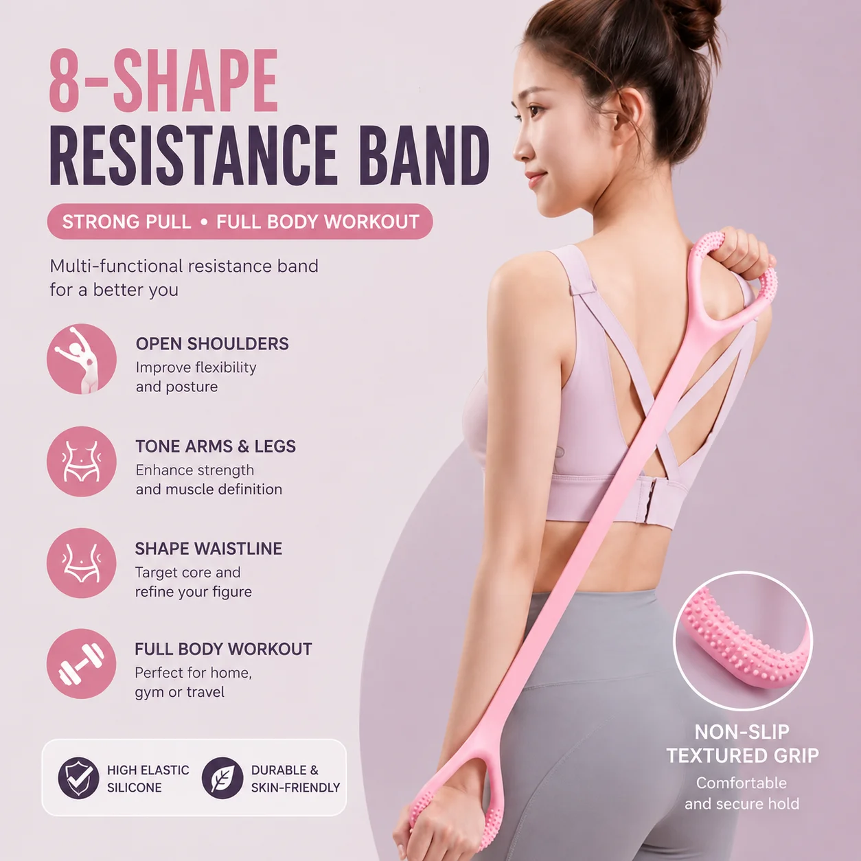 Pulling tool for women to practice shoulder slimming with open back, home yoga stretching belt, back silicone thick elastic rope
Pulling tool for women to practice shoulder slimming with open back, home yoga stretching belt, back silicone thick elastic rope