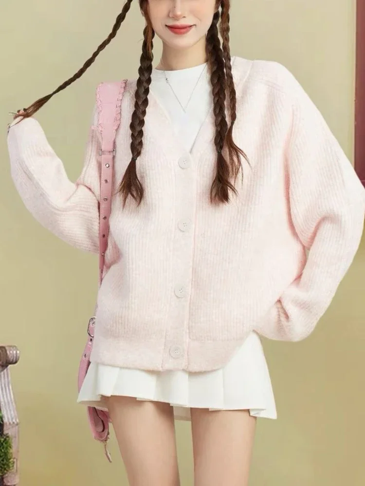 Pink Korean Cardigan Sweaters Women 2024 Long Sleeve V-neck Casual Sweaters Female Warm Autumn Winter Knitted Designer Pullovers
Pink Korean Cardigan Sweaters Women 2024 Long Sleeve V-neck Casual Sweaters Female Warm Autumn Winter Knitted Designer Pullovers