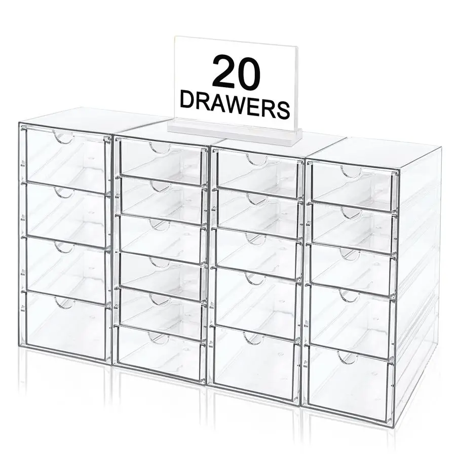 Makeup Organizer with 20 Drawers, 4 Set Clear Storage Drawers, Acrylic Drawer Organizer and Storage for Desktop Office Supplies
Makeup Organizer with 20 Drawers, 4 Set Clear Storage Drawers, Acrylic Drawer Organizer and Storage for Desktop Office Supplies