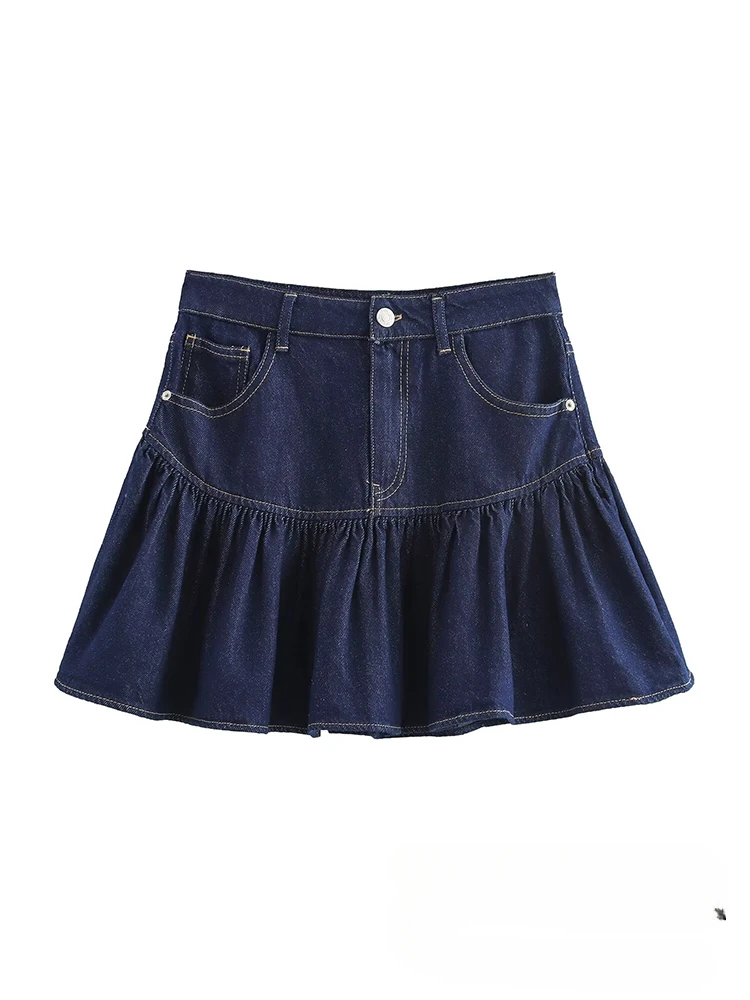 Vintage Casual Chic Women Denim Skirt Splicing Pleated Pockets A-line Mini Skirt New Fashion 2024 Autumn Sweet Skirts
Vintage Casual Chic Women Denim Skirt Splicing Pleated Pockets A-line Mini Skirt New Fashion 2024 Autumn Sweet Skirts