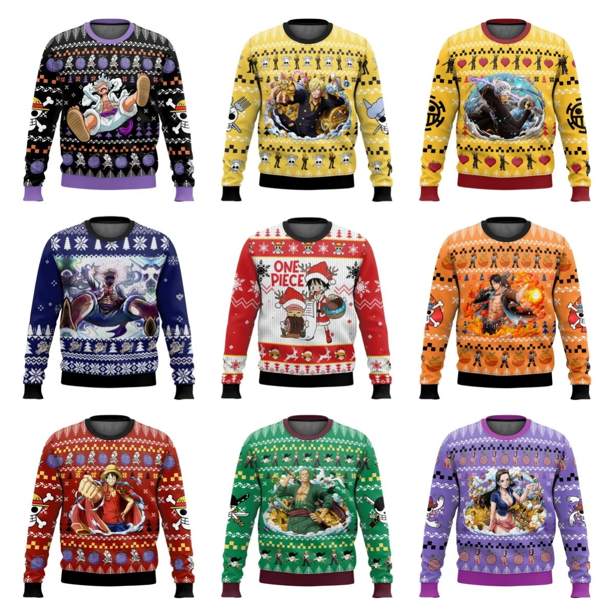 One Piece Luffy & Chopper Santa Antler Costume Ugly Christmas Pullover Oversized Winter Fashion Adult Y2k Top for Girls & Boys
One Piece Luffy & Chopper Santa Antler Costume Ugly Christmas Pullover Oversized Winter Fashion Adult Y2k Top for Girls & Boys