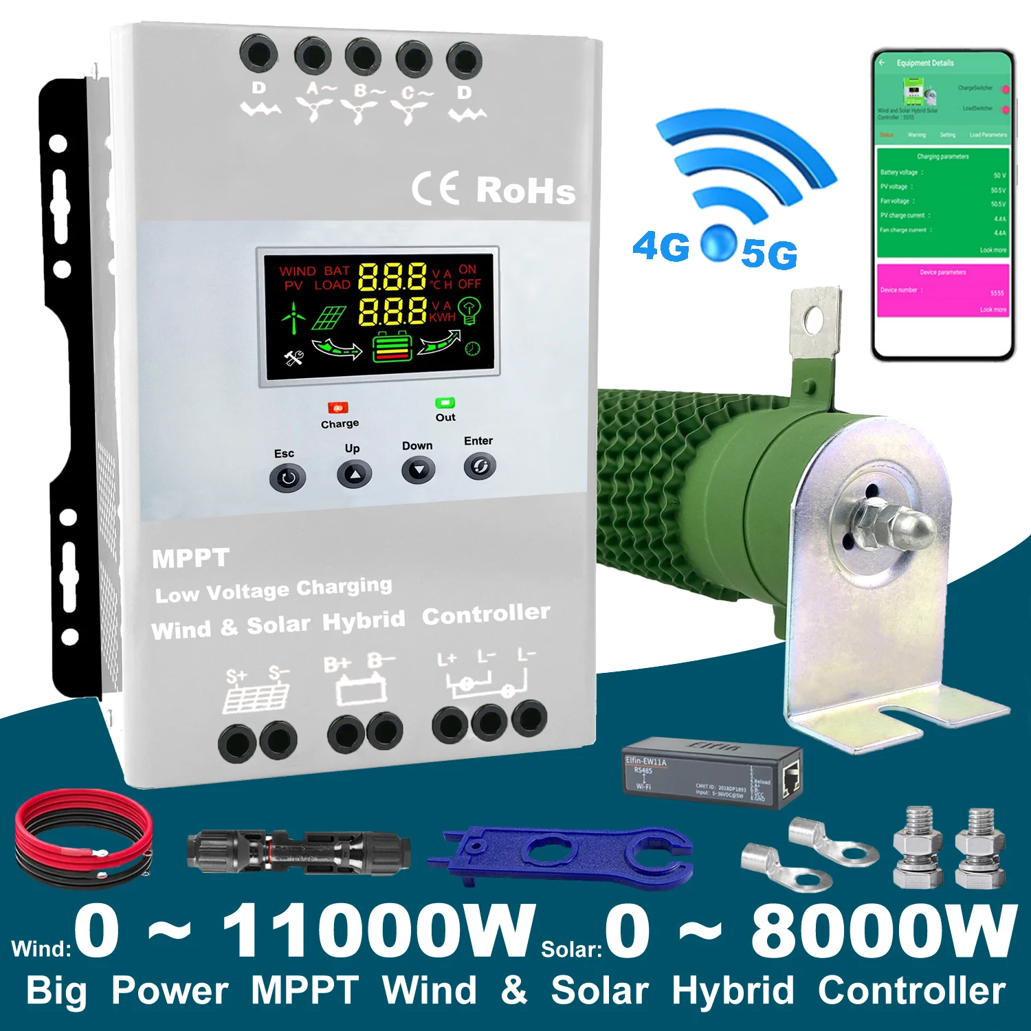 12V 24V 48V 4000W 5000W 6KW Wind Solar Hybrid Controller 80A 120A 150A Solar Panel Wind Turbine MPPT Battery Charging Regulator
12V 24V 48V 4000W 5000W 6KW Wind Solar Hybrid Controller 80A 120A 150A Solar Panel Wind Turbine MPPT Battery Charging Regulator